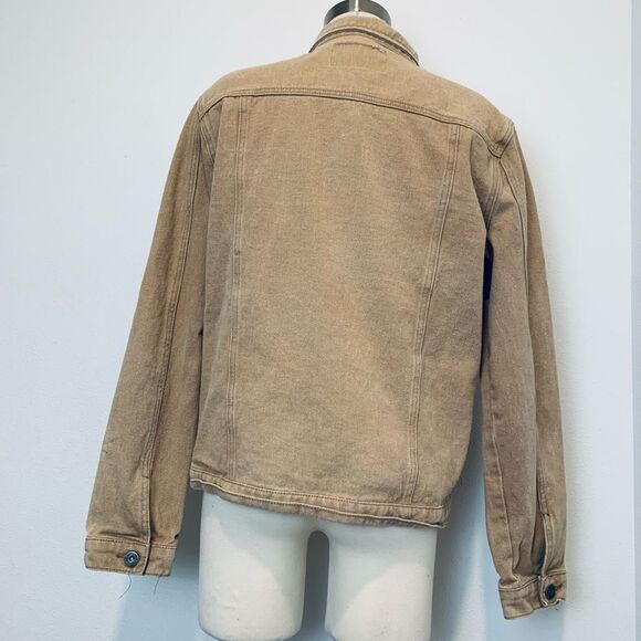 Liquor N Poker Men Denim Jean Jacket Brown Tan Large - Picture 3 of 7